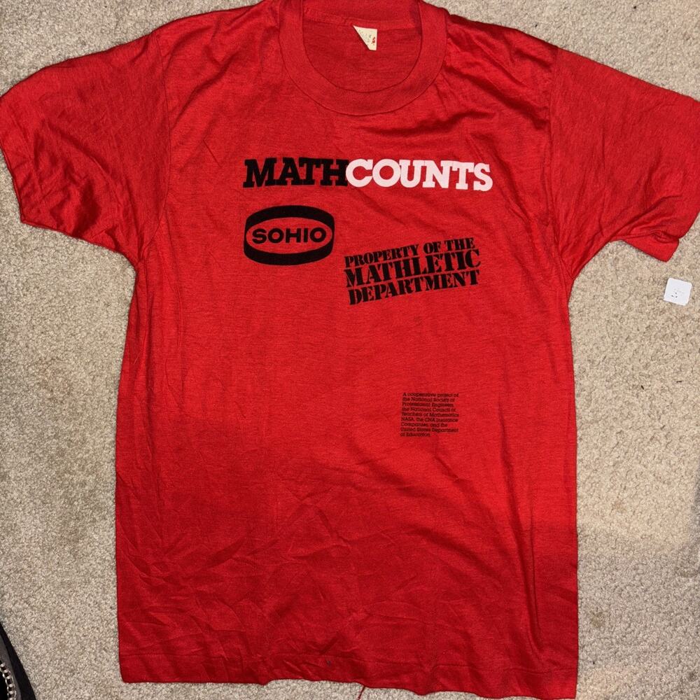 Vintage Single Stitch Math Counts Mathlete Shirt Single Stitch L 20x27